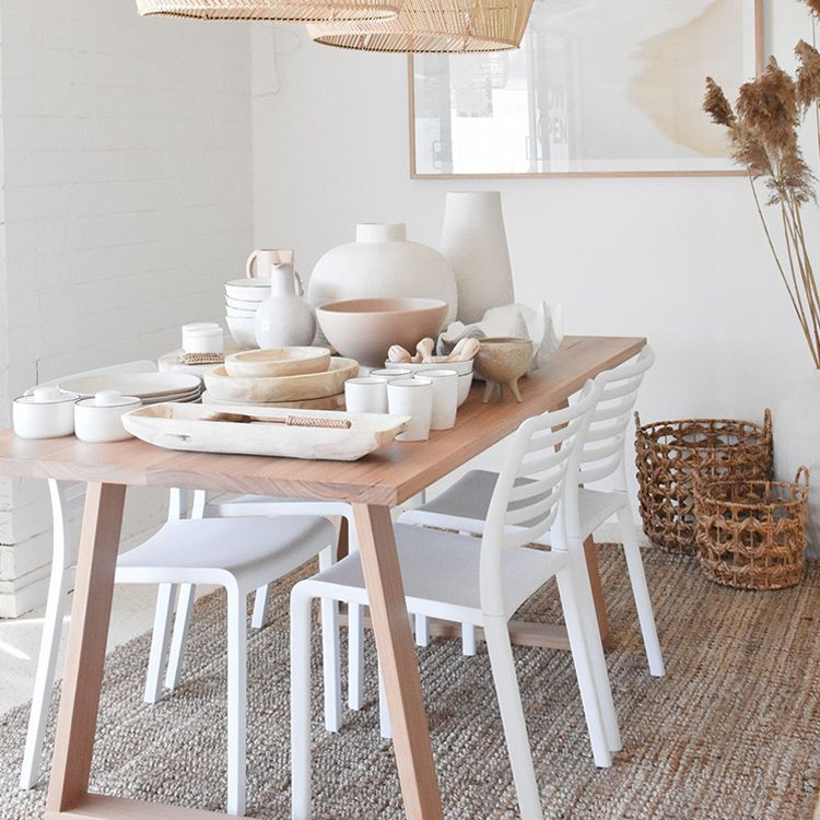 Solid Wood Industrial Rectangle Table Wood Top Indoor Table with Sled Base