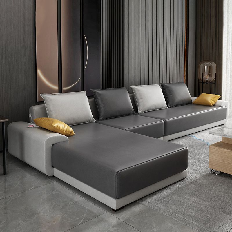 Contemporary Removable Loose Back Cushions Sofa with Reversible Chaise