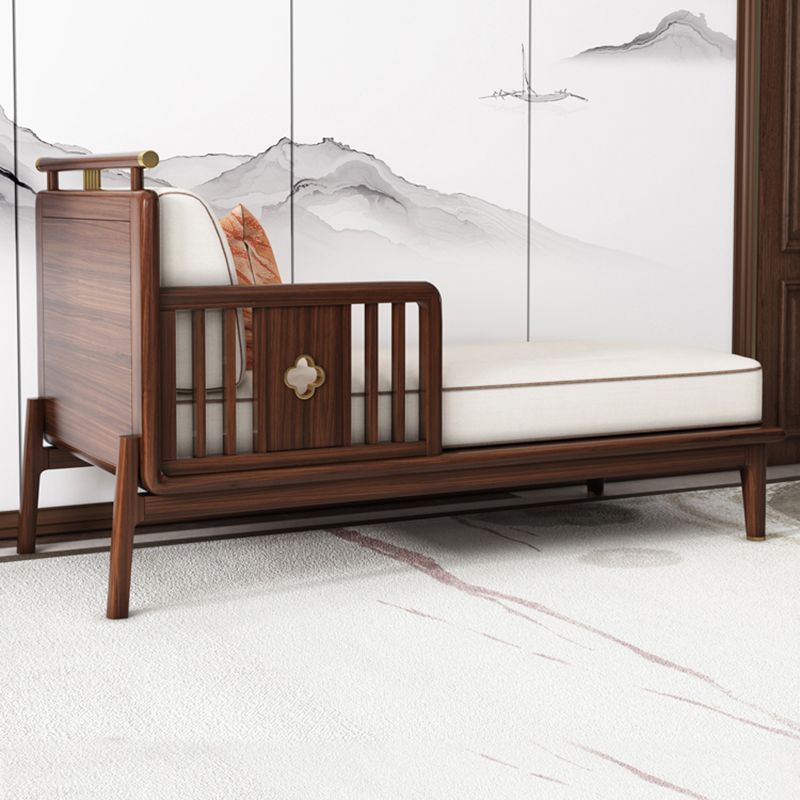 Traditional Living Room Cotton Chaise Rolled Arms Upholstered Chaise Lounge