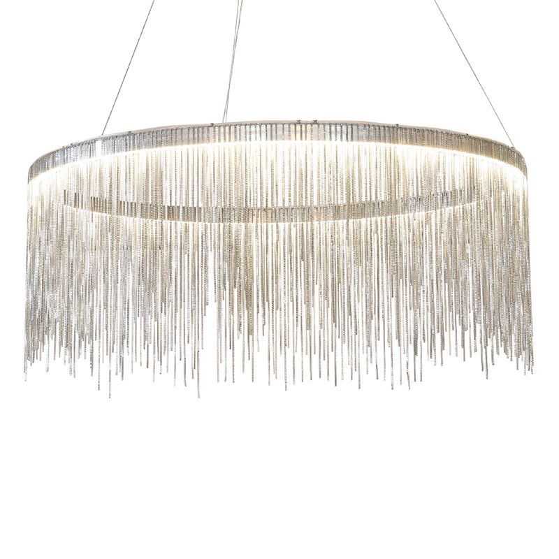 Sombra de cadena de metal Costeo de lámpara contemporánea Luz para sala de estar de comedor