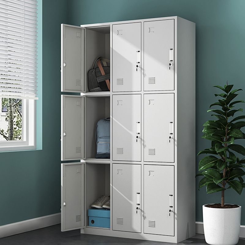 White Steel Storage Cabinet Contemporary Hinged Wardrobe Cabinet