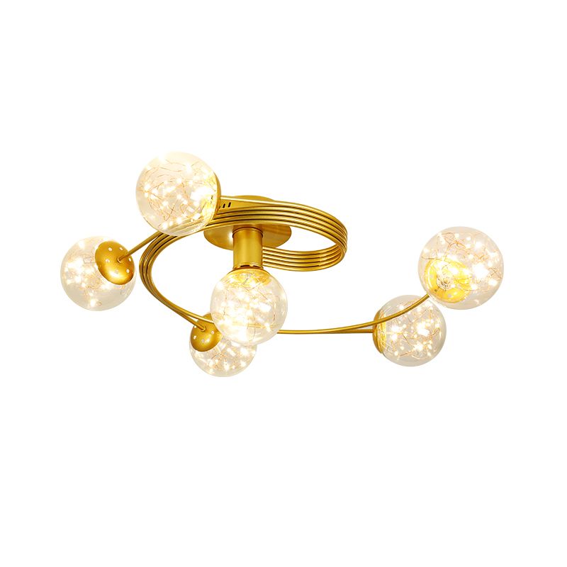 6-Lights Globe Glass Ceiling Light Simplicity Modern Style Flush Mount Light for Bedroom