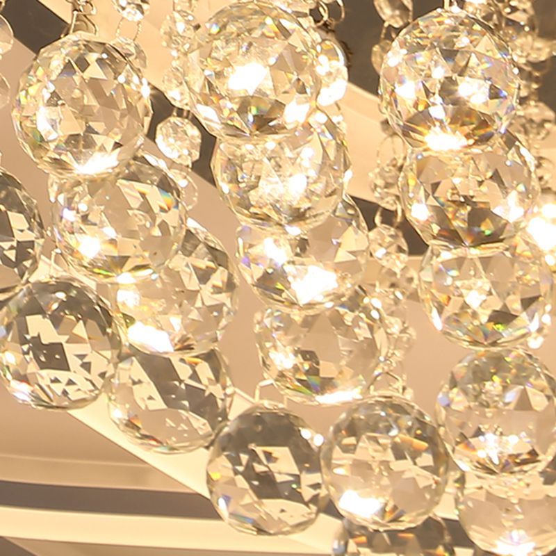 19.5"/23.5"/31.5" W LED Triangle Flush Mount Lamp Simple White Crystal Ceiling Mounted Fixture in Warm/White Light