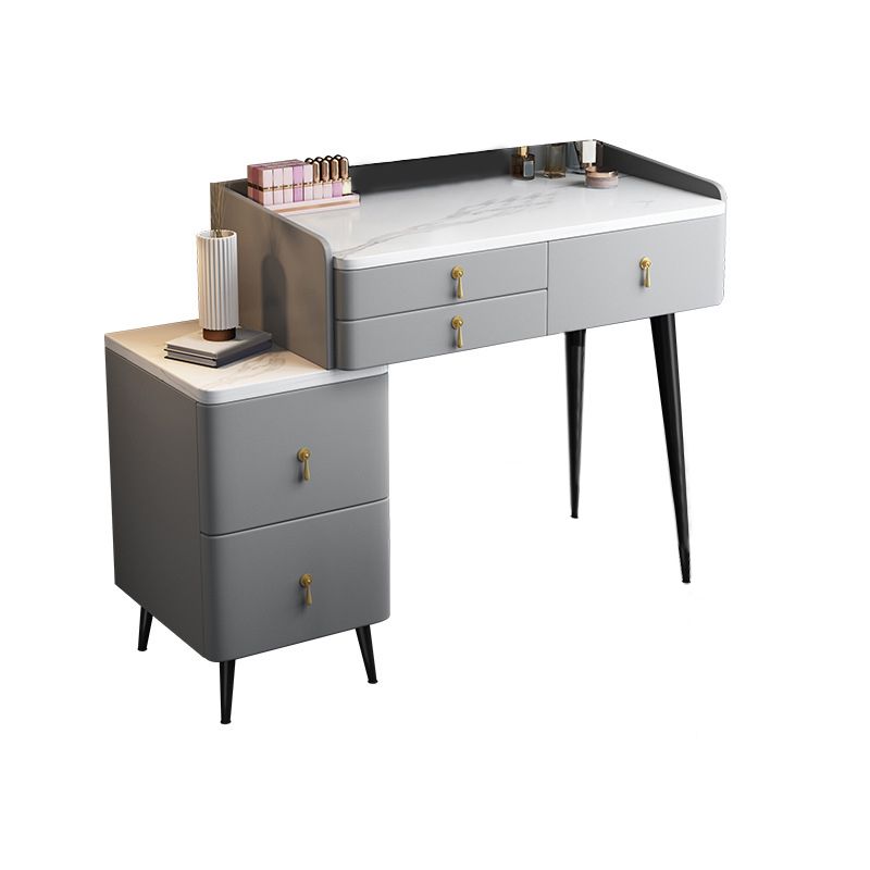 Modern Stone Top Vanity Makeup Dressing Table Stool Set Grey Stool