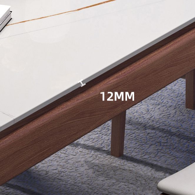 Mesa de comedor rectangular moderna de mediados de siglo, mesa de piedra sinterizada con base de 4 patas