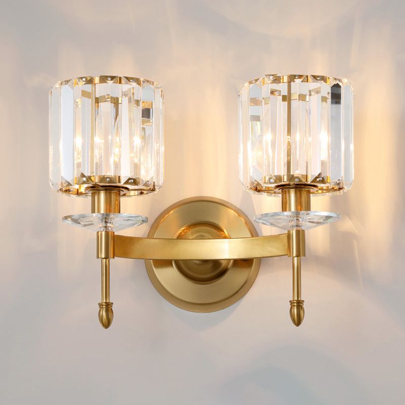 Lámpara de pared de oro de cristal en moderna luz de pared de metal de electroplacas de estilo artístico para dormitorio