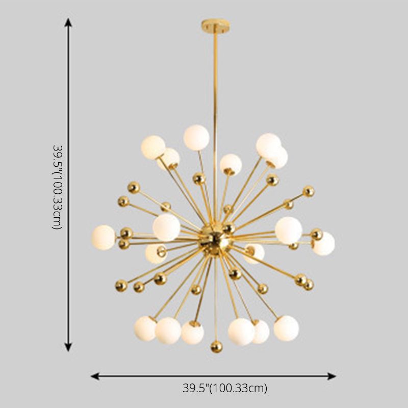 Postmoderne starburst metaal hangende kroonluchter lichtglasschaduw plafond kroonluchter in goud voor woonkamer
