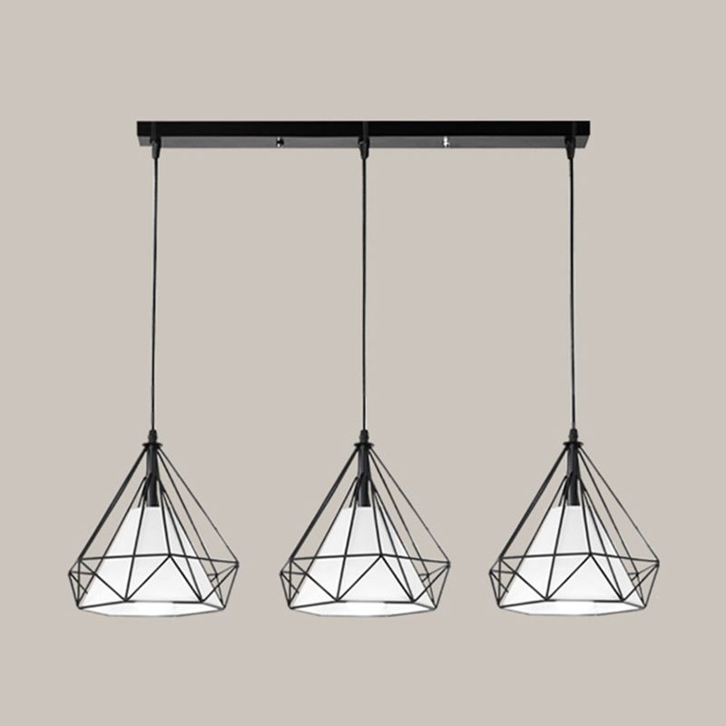 Simplicidad moderna de 3 luces Estilo de la isla Light Metal Design Fiting de iluminación de tono de sombra de tela para cocina