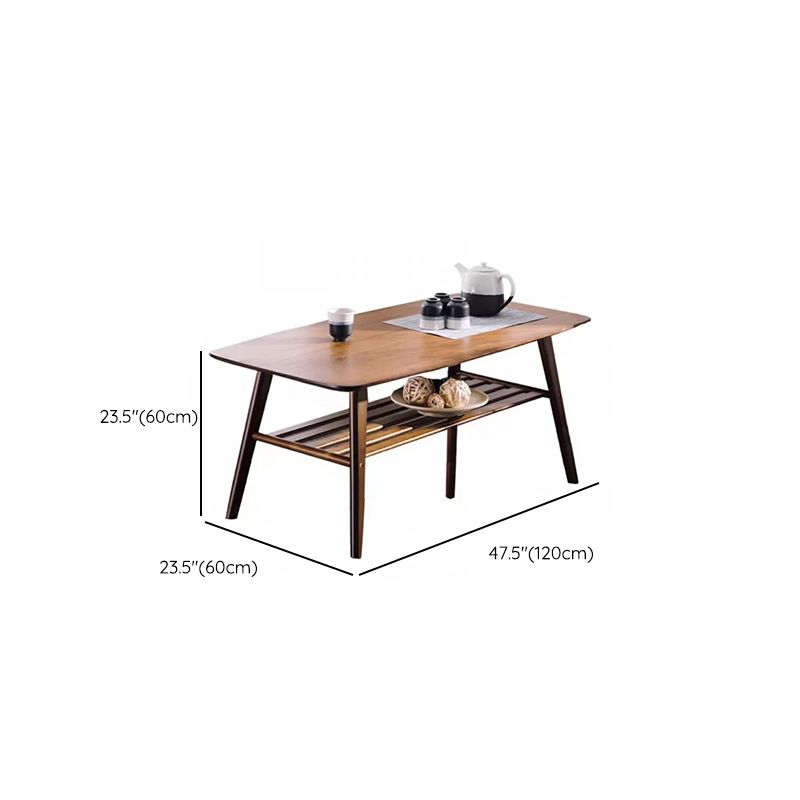 Contemporary Coffee Table 4 Legs Wooden Cocktail Table with Storage