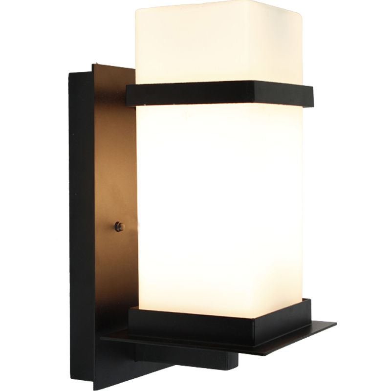 Modern Simple Style Retangular Shade Wall Sconce LED Metal 1 Light Sconces in Black Finish