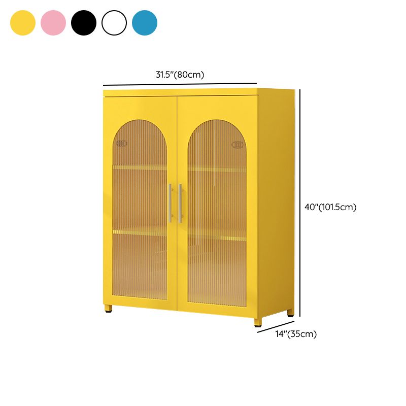 Scandinavian Metal Bookshelf Standard Closed Back Bookcase with Cabinets