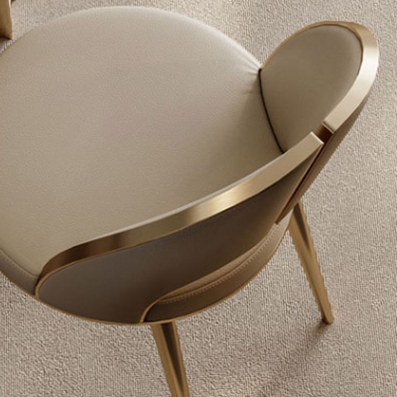 Nordic Style Side Chair Faux Leather Dining Chair with Metal Base for Home Use