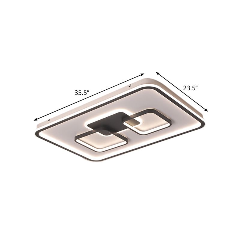 Rettangolare Flushmount Illuminazione Modernista Metallo Soggiorno LED Flush Mount in Nero, Bianco/Luce Calda