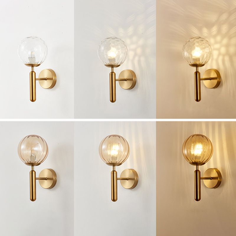 1-Licht-Glas-Globus-Wandlampe 12,5 Zoll Höhe Nordischer Metallleuchten für Treppenhaus