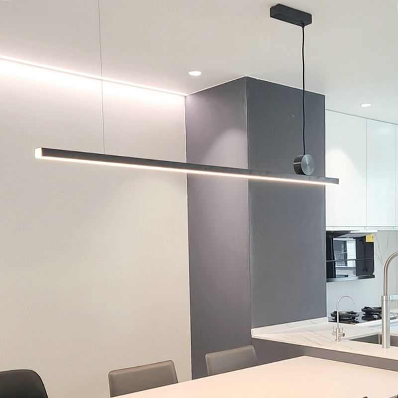 Modern Minimalist Style Linear Island Light Fixture Acrylic Chandelier Lamp