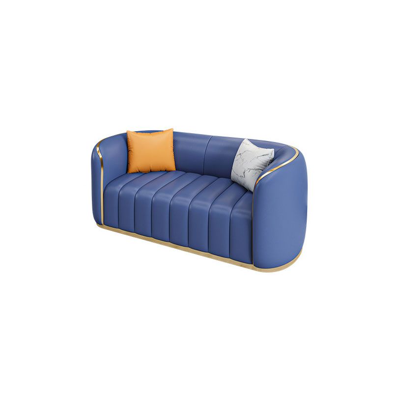 Faux Leather Sofa Tuxedo Arm Sofa with  Tight Back  for Apartment