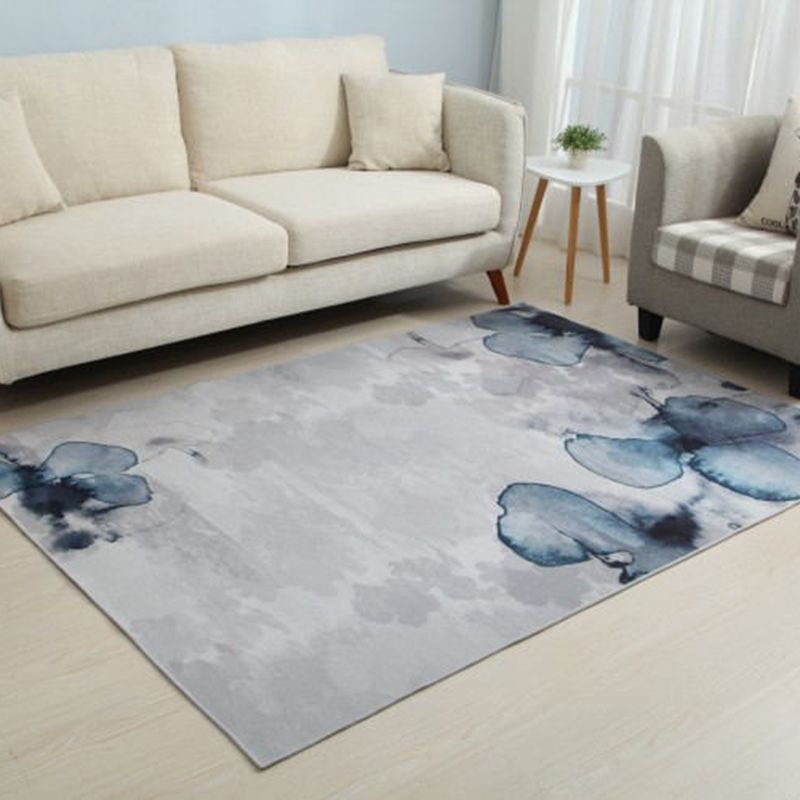 Yellow Simple Rug Polyester Abstract Print Rug Washable Rug for Living Room