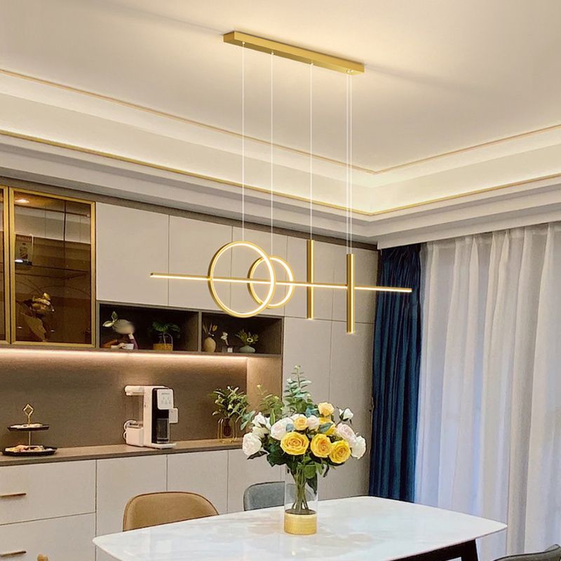 5-Light Modernism Golden/Black Island Lighting LED Ceiling Light for Kitchen