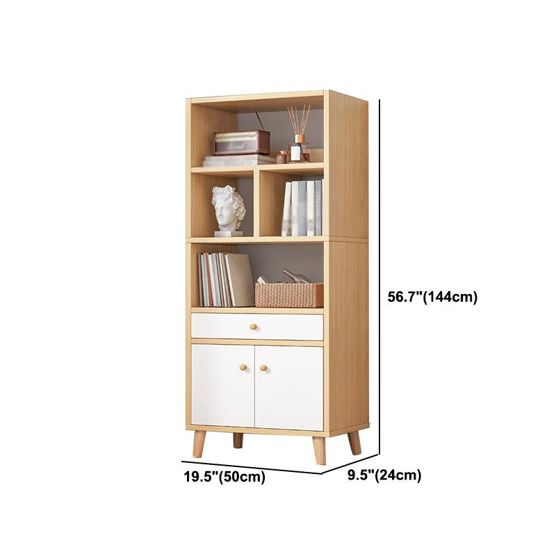 Wood Bookshelf Scandinavian Style Bookcase for Home Office and Study Room