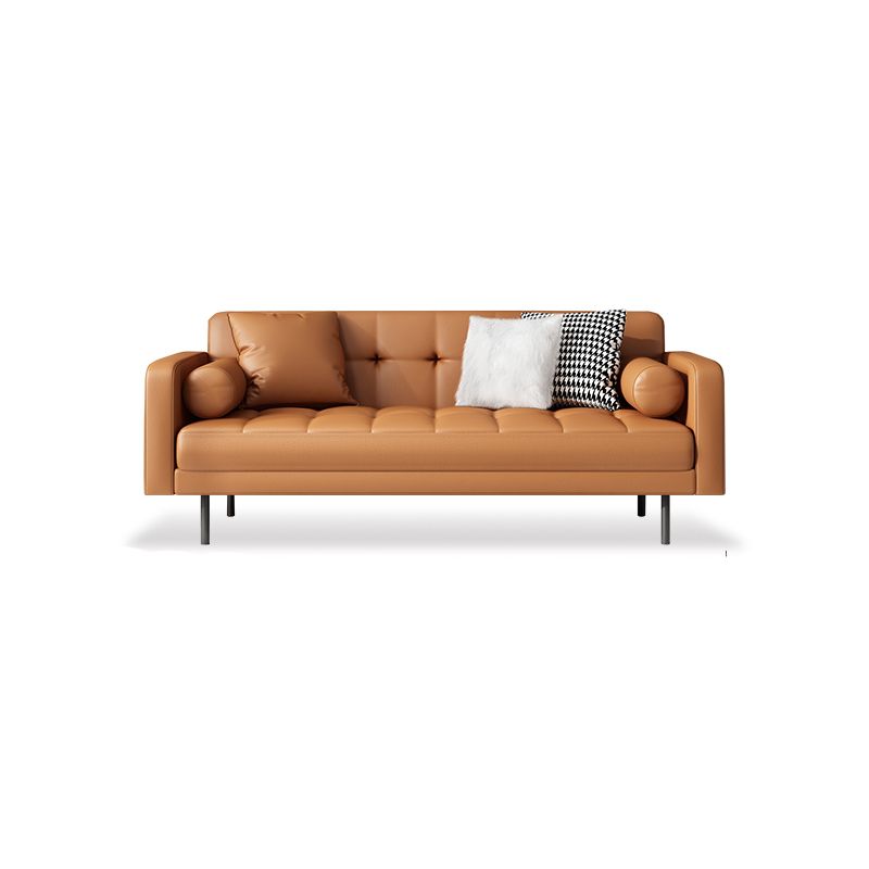 Faux lederen koekje achterbank 31.49 "H modernisme vierkante armbui