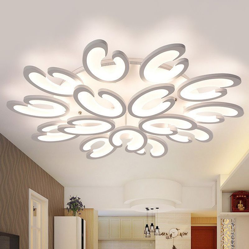 White Wing Ceiling Mounted Light Minimalist Acrylic LED Semi Flush Mount for Living Room