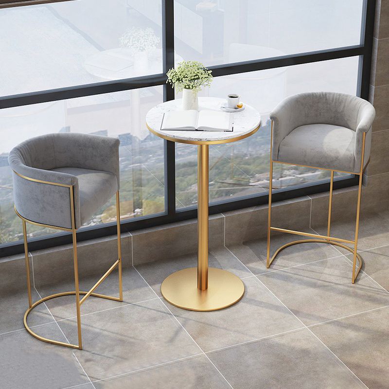 Glam Style Bar Stool Armed Upholstered Bar Stool for Dining Room