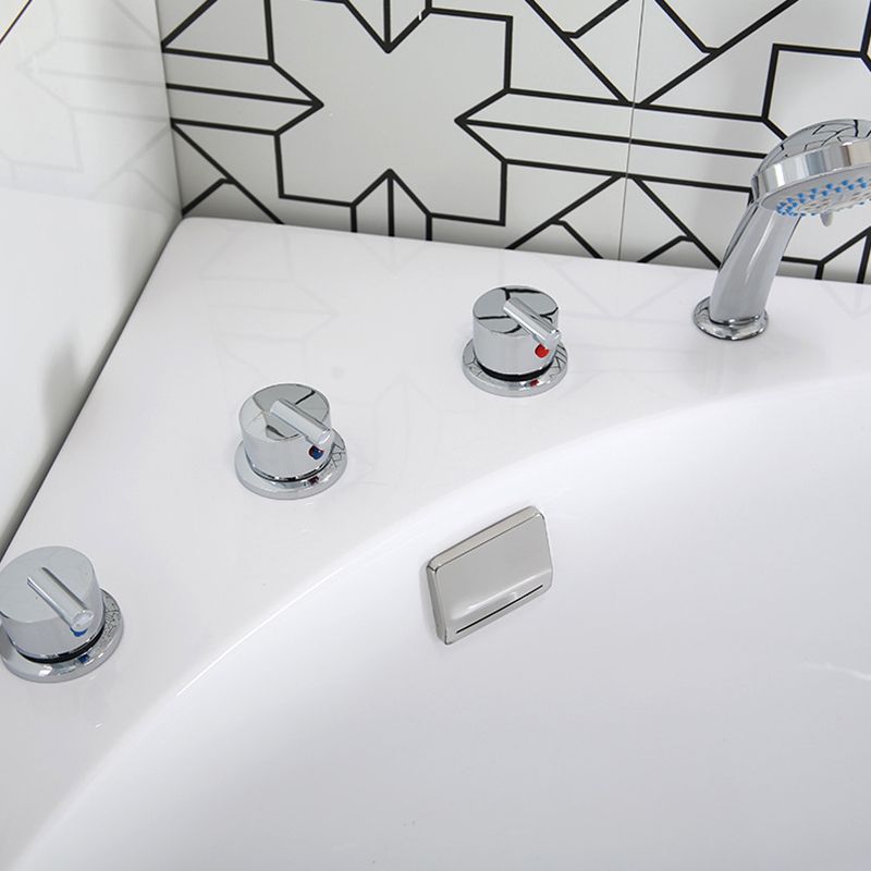 Corner Acrylic Bathtub Soaking White Modern Back to Wall Bath