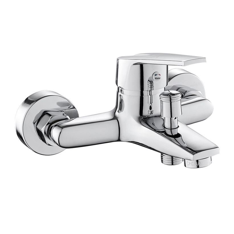 Contemporary Wall Mounted Bathroom Faucet Lever Handles 2 Hole Faucets Brass Faucet