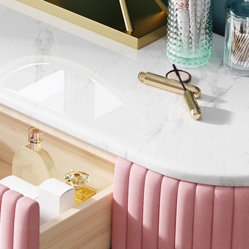 Glam Marble Top Vanity Table 30.15" H Makeup Dressing Table Set
