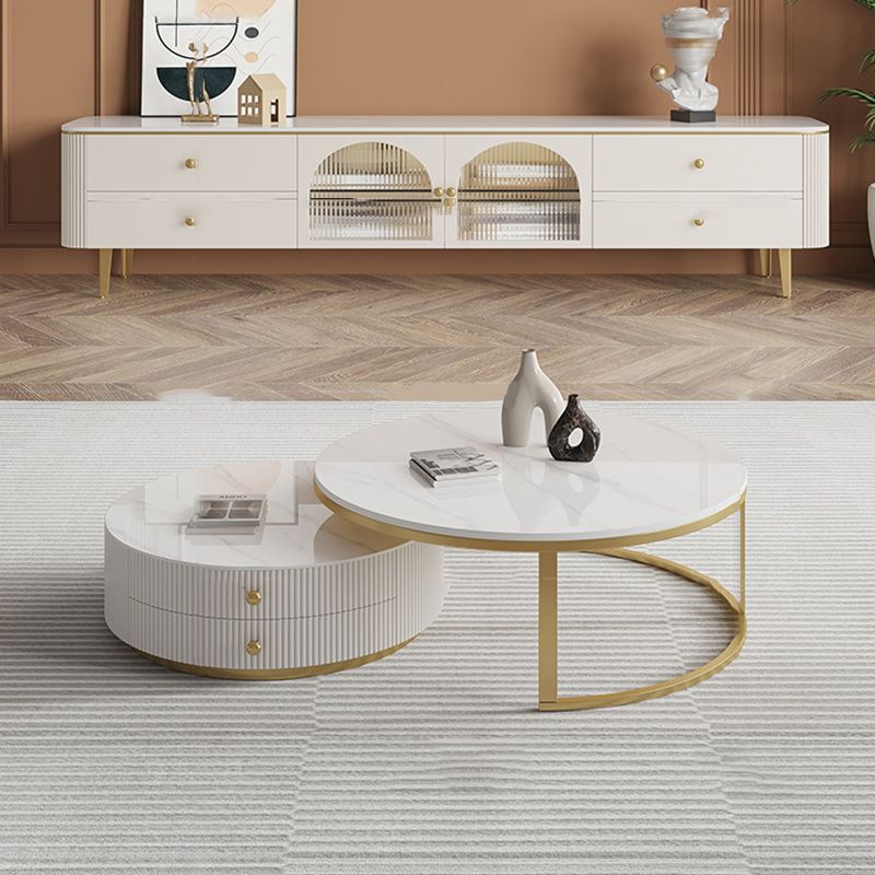 Frame Nesting Coffee Table Set Slate Glam Coffee Table with Drawers