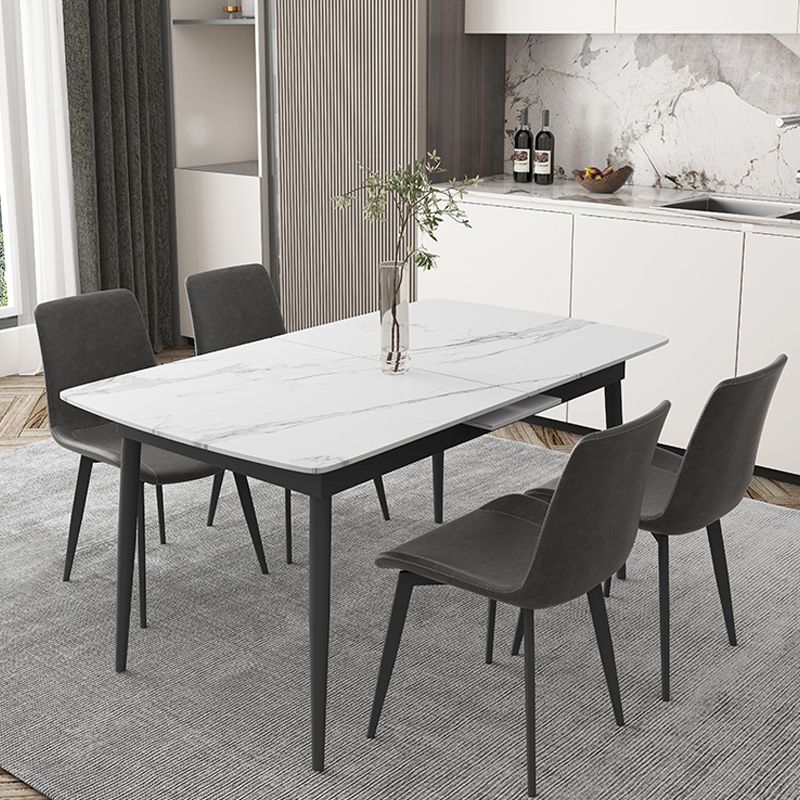 Modern 1/4/5/7 Pieces Scalable Dinette Set with Sintered Stone Top White Dining Table Set