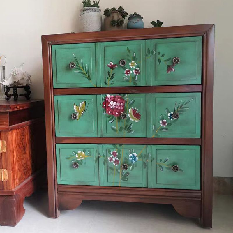 Mid-century Modern Accent Chest with Drawers, Wooden Rectangle Chest