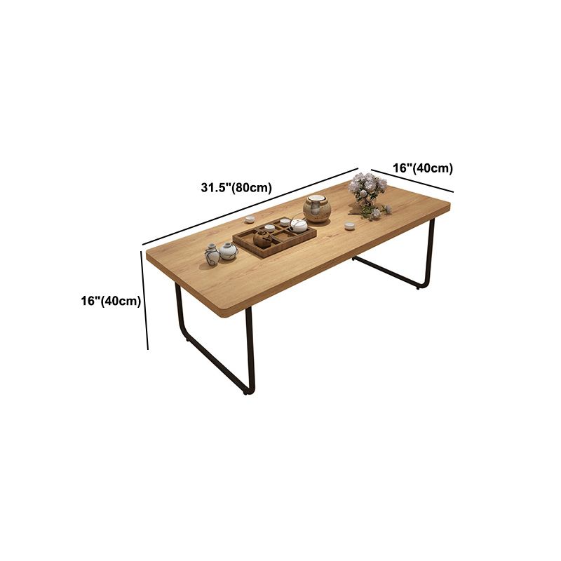 Scandinavian Rectangle Cocktail Table with Pine Wood Top and Iron Sled Base