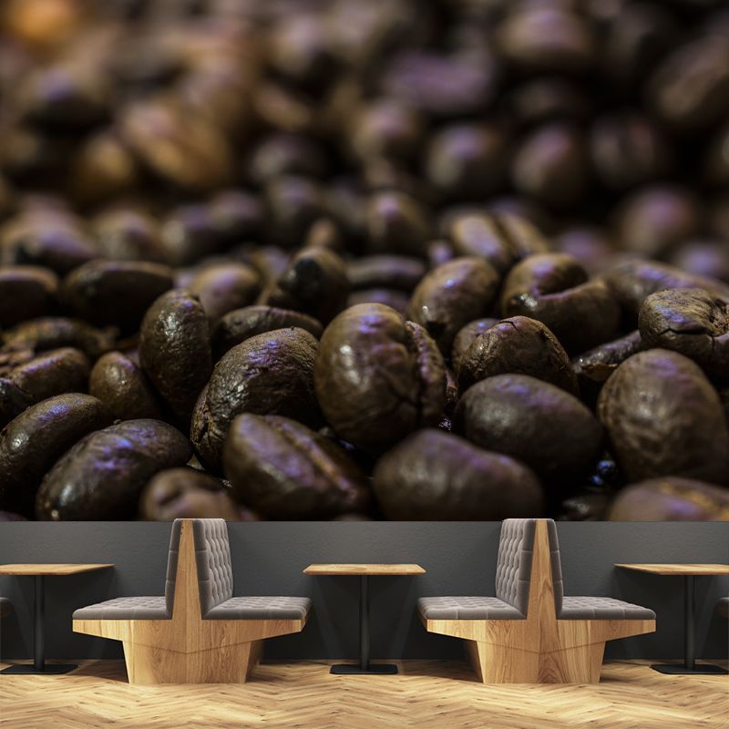 Contemporary Coffee Shop Wall Covering Coffee Beans Mural Decal, Waterproofing