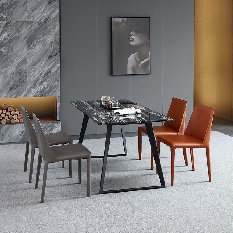 Silla de comedor de estilo moderno, sillas laterales sin brazos de metal para cocina