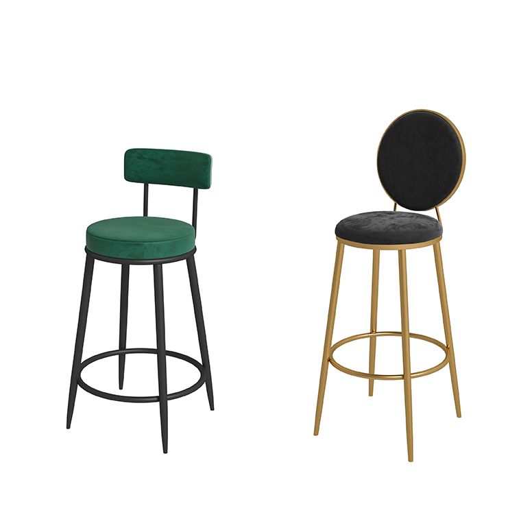 Nordic Low Back Bar Stool Round Counter Bar Stool with Metal Legs