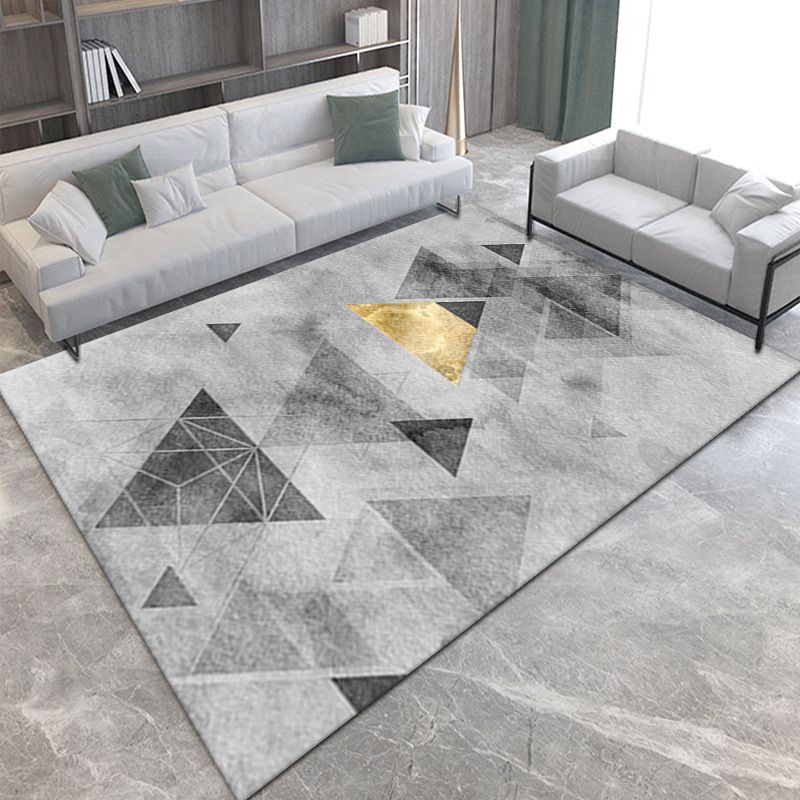 Black Modern Area Rug Polyester Graphic Rug Washable Indoor Rug for Living Room