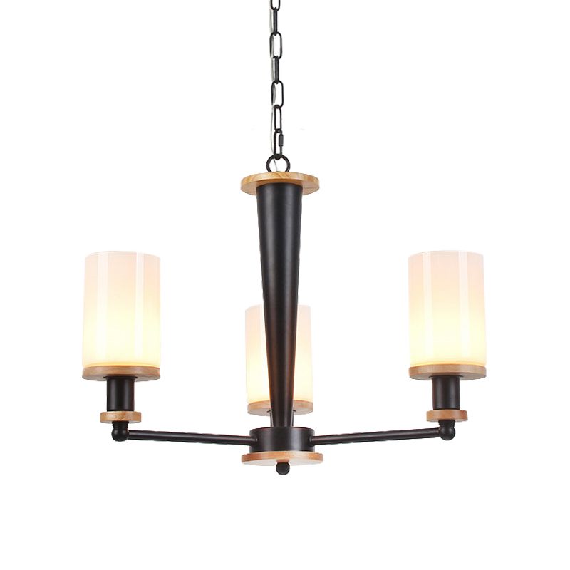 Lampadario tradizionale cilindrico a pendente cilindrico 3/5/6 teste bianche vetro radiale appennare il soffitto in nero