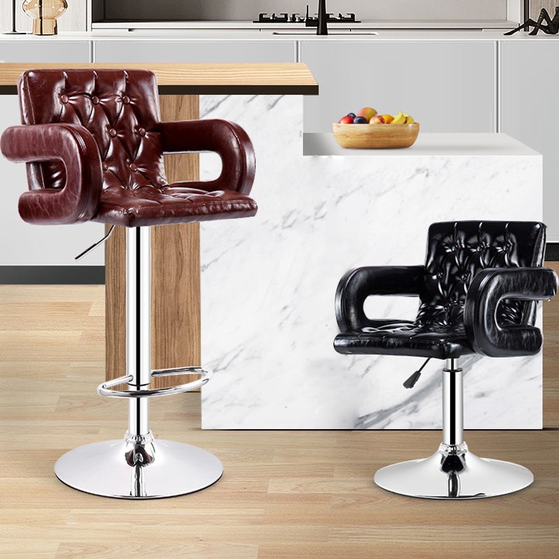 Modern Armed PU Upholstery Bar Stool Adjustable Swivel Backrest Counter Chair