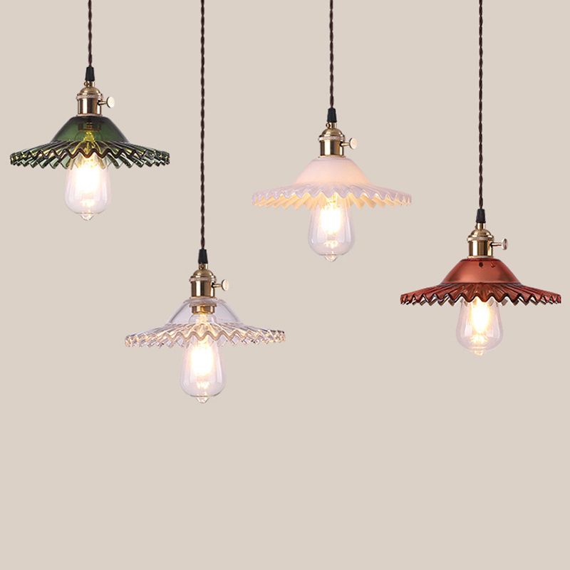 1 Light Geometric Hanging Ceiling Light Industrial Style Glass Hanging Lamps