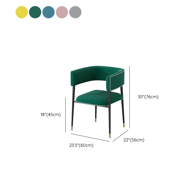 Industrial Upholstered Velvet Arm Chair Open Back Dining Chair for Home