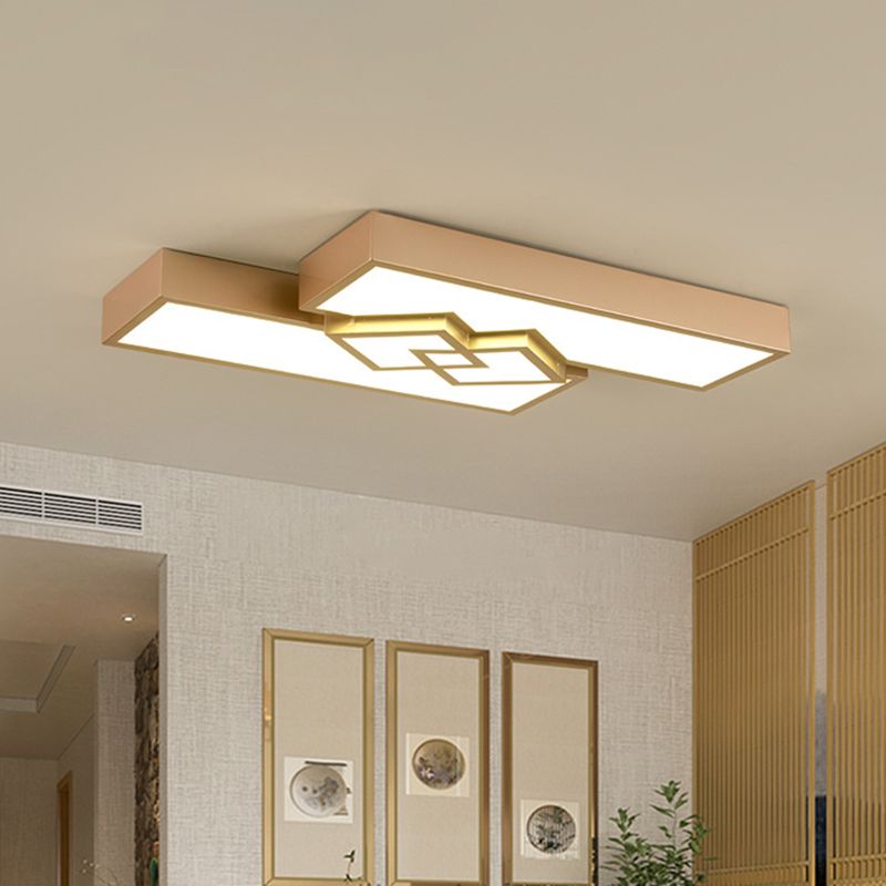 30"/39" L Rectangle Flushmount Lighting Modernist Metallic LED Gold Ceiling Mounted Fixture for Living Room