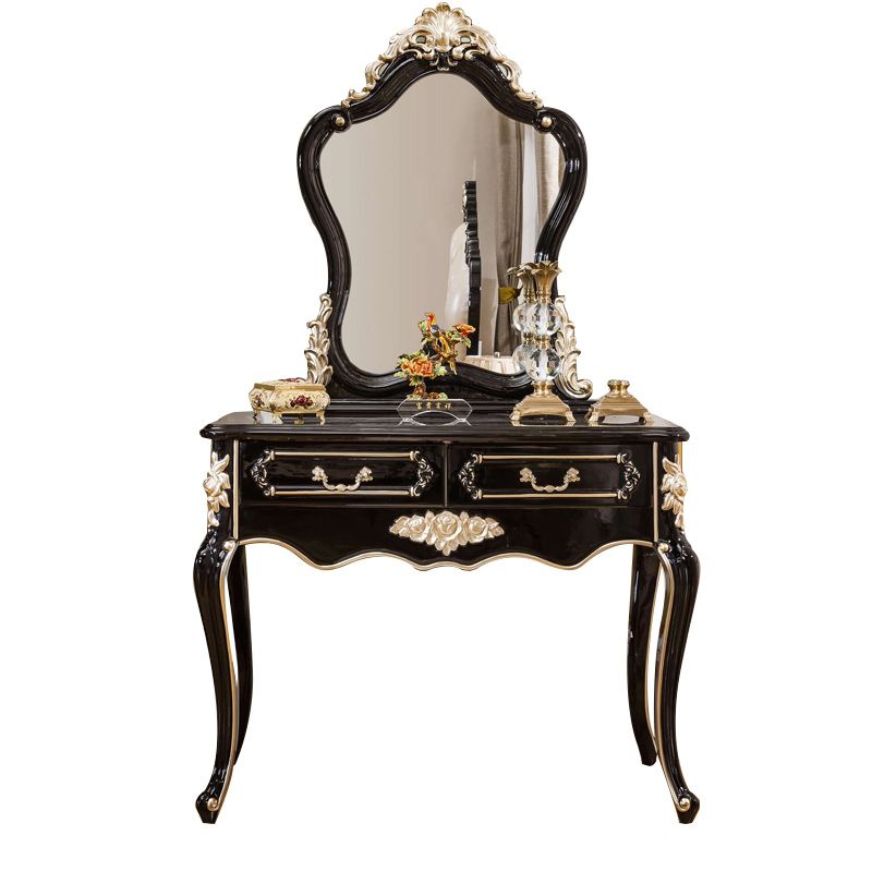 Victorian Solid Wood Vanity Dressing Table with Drawers Mirrored Makeup Vanit