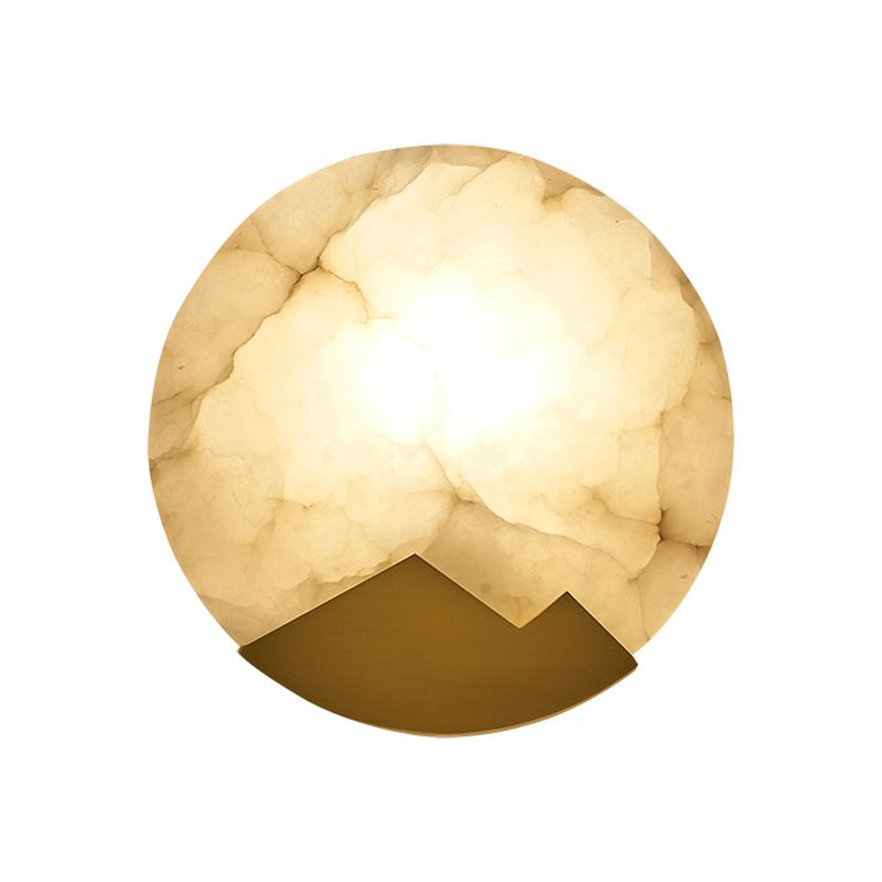 Modern Brass Wall Light Gold Round 8" High Wall Sconce Lamp for Bedroom