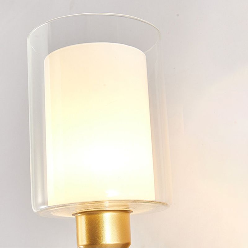 Glass Gold Wall Lamp in Modern Luxury Style Wrought Iron Wall Sconce for Bedroom
