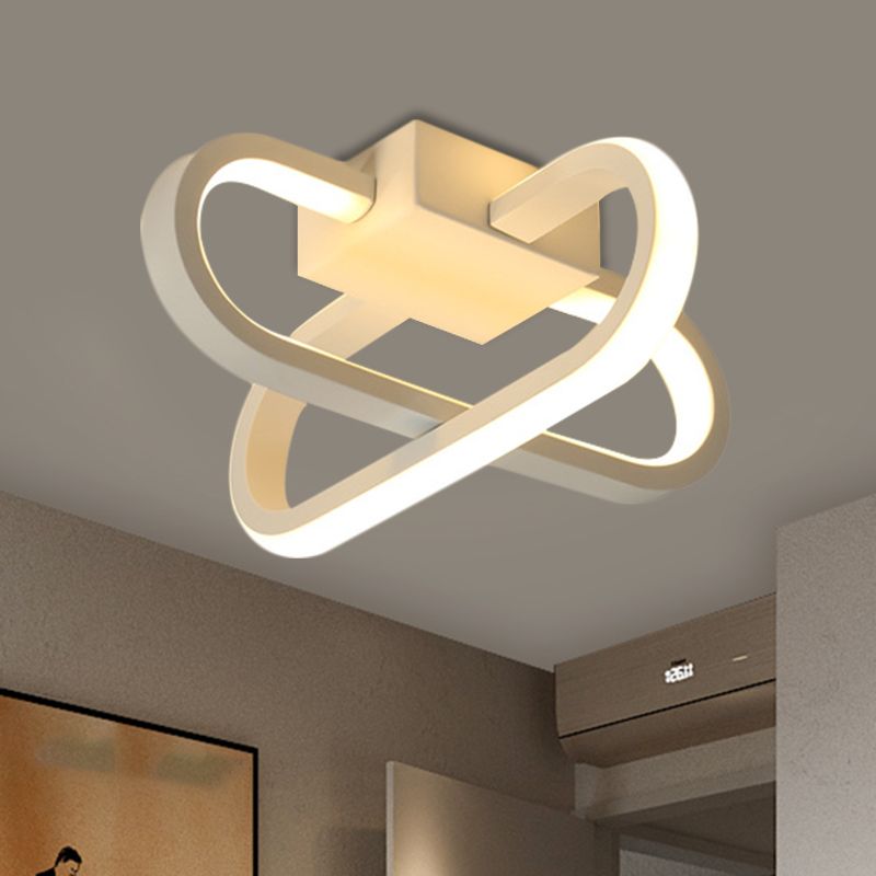 Hotel LED inbouwlamp moderne zwart/witte plafondlamp met gekruiste langwerpige acrylkap in warm/wit licht