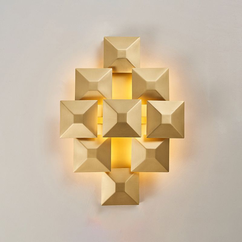 Lampada a parete geometrica in bianco/nero modernista 1/3 luci con tonalità metallica.