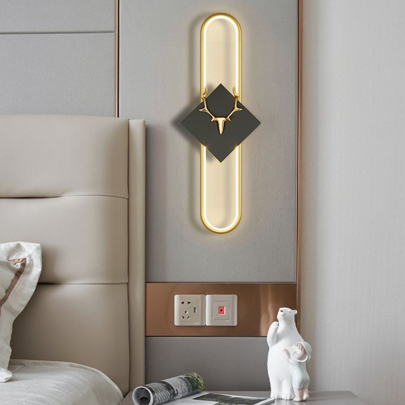 Oval Shape Metal Wall Light Modern Style 1 Light Wall Mounted Light Fixture
