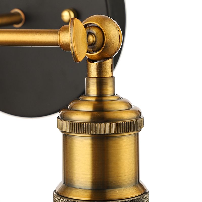 2 Lights Exposed Sconce Light with Bare Bulb Industrial Brass Finish Metal Wall Light Fixture for Coffee Shop