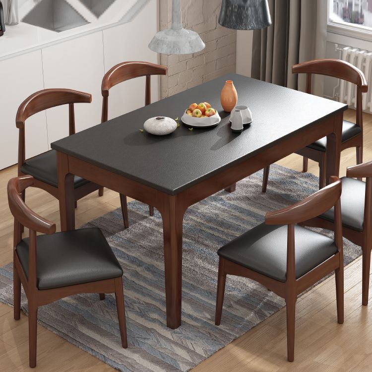 Contemporary Kitchen Dinner Table Rectangle Stone 4 Legs Dining Table